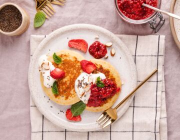 Ölz Pancakes mit Himbeer-Chia Marmelade