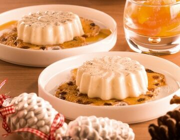 Ölz Edel-Marzipan Stollen mit Marzipan-Panna Cotta und marinierten Zitrusfrüchten