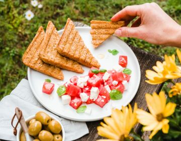 Ölz Vollkorn Toast mit Wassermelonen Feta Salat