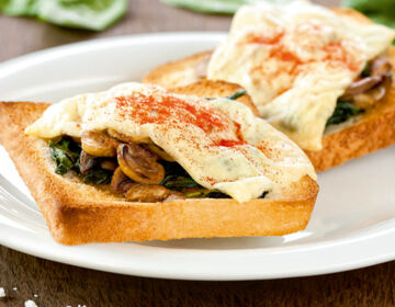 Ölz Butter Toast Champignon-Spinat-Toast Florentiner Champignon Toast aus dem Backrohr